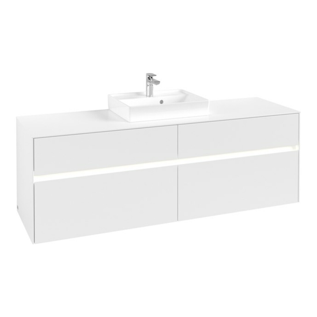 V&B Meuble sous-lavabo Collaro 160x54,8x50 cm, WT mi, LED 12W, blanc mat