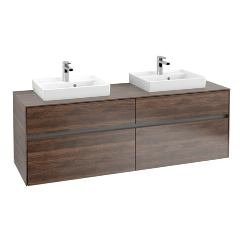 V&B Meuble sous lavabo Collaro 160x54,8x50cm, 2 tiroirs, avec LED, Ariz. Oa