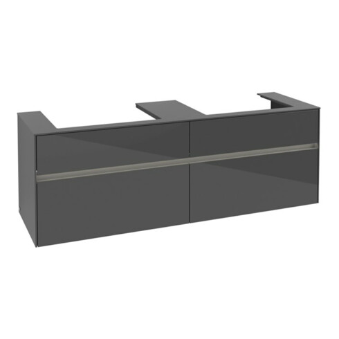 V&B Meuble sous lavabo Collaro 160x54,8x50cm, 2 tiroirs, avec LED, gris brillant