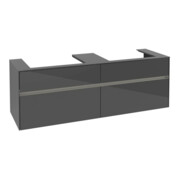 V&B Meuble sous lavabo Collaro 160x54,8x50cm, 2 tiroirs, avec LED, gris brillant