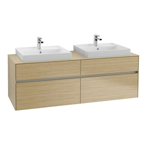 V&B Meuble sous lavabo Collaro 160x54,8x50cm, 2 tiroirs, avec LED, Nord Oa