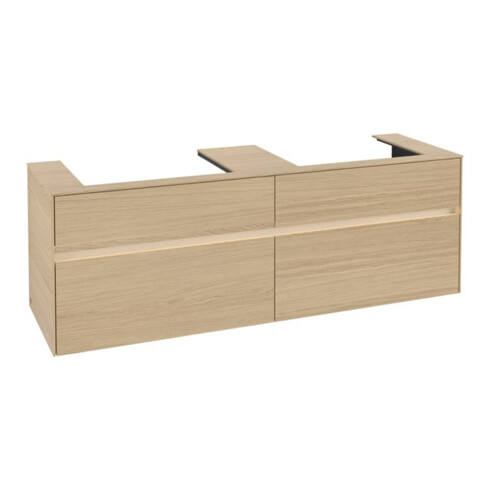 V&B Meuble sous lavabo Collaro 160x54,8x50cm, 2 tiroirs, avec LED, Nord Oa