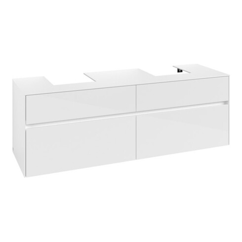 V&B Meuble sous lavabo Collaro 160x54,8x50cm, 2 tiroirs, blanc brillant