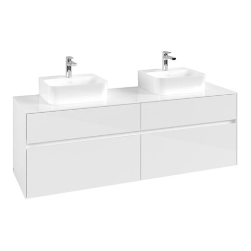 V&B Meuble sous lavabo Collaro 160x54,8x50cm, 2 tiroirs, blanc brillant