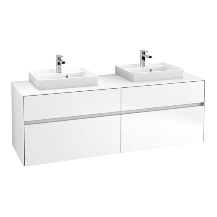 V&B Meuble sous lavabo Collaro 160x54,8x50cm, 2 tiroirs, blanc mat