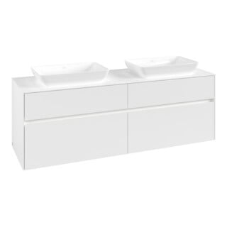 V&B Meuble sous lavabo Collaro 160x54,8x50cm, 2 tiroirs, LED 12W, blanc mat