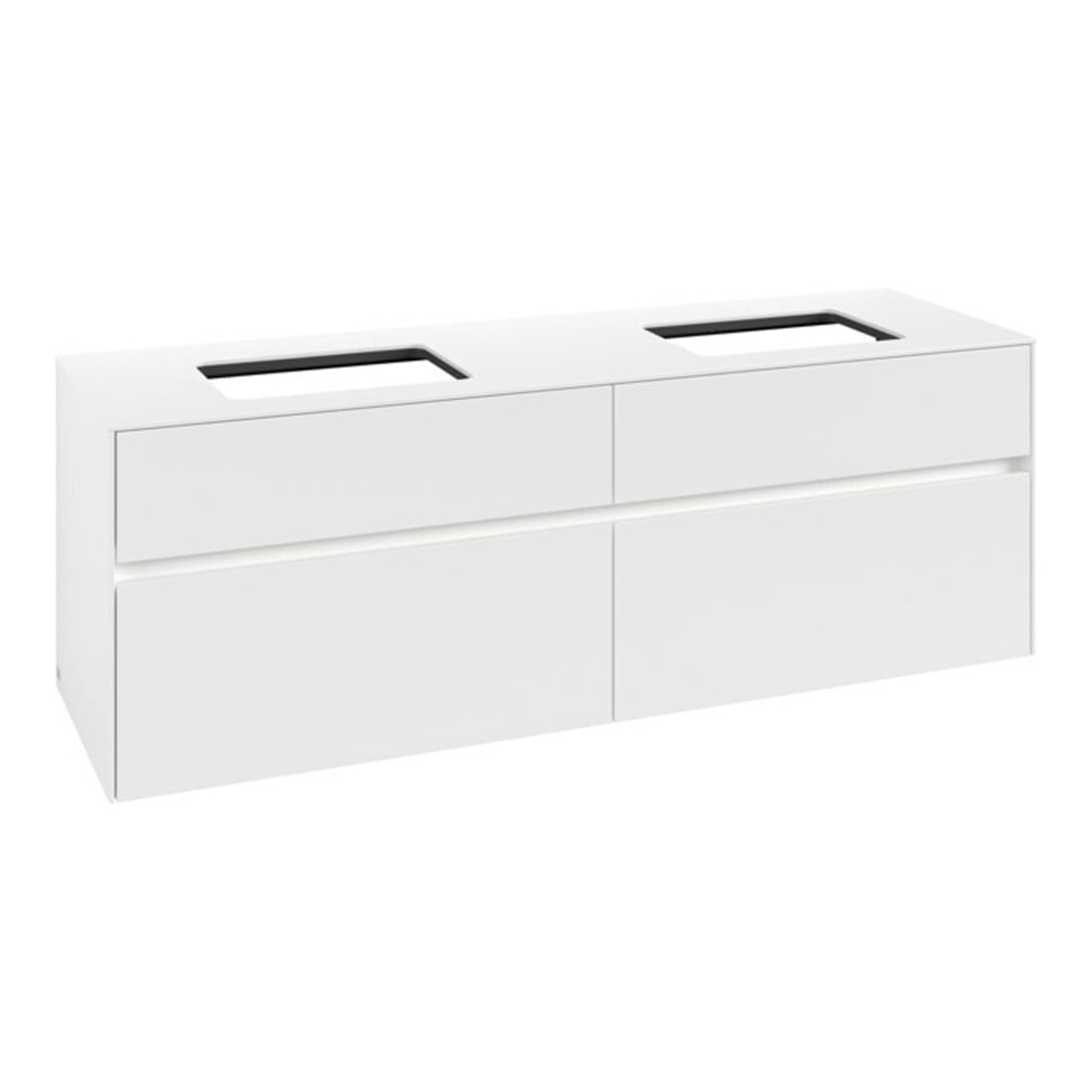 V&B Meuble sous lavabo Collaro 160x54,8x50cm, 2 tiroirs, LED 12W, blanc mat