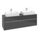 V&B Meuble sous-lavabo Collaro 160x54,8x50cm, 2 tiroirs, LED 12W, glo Gr