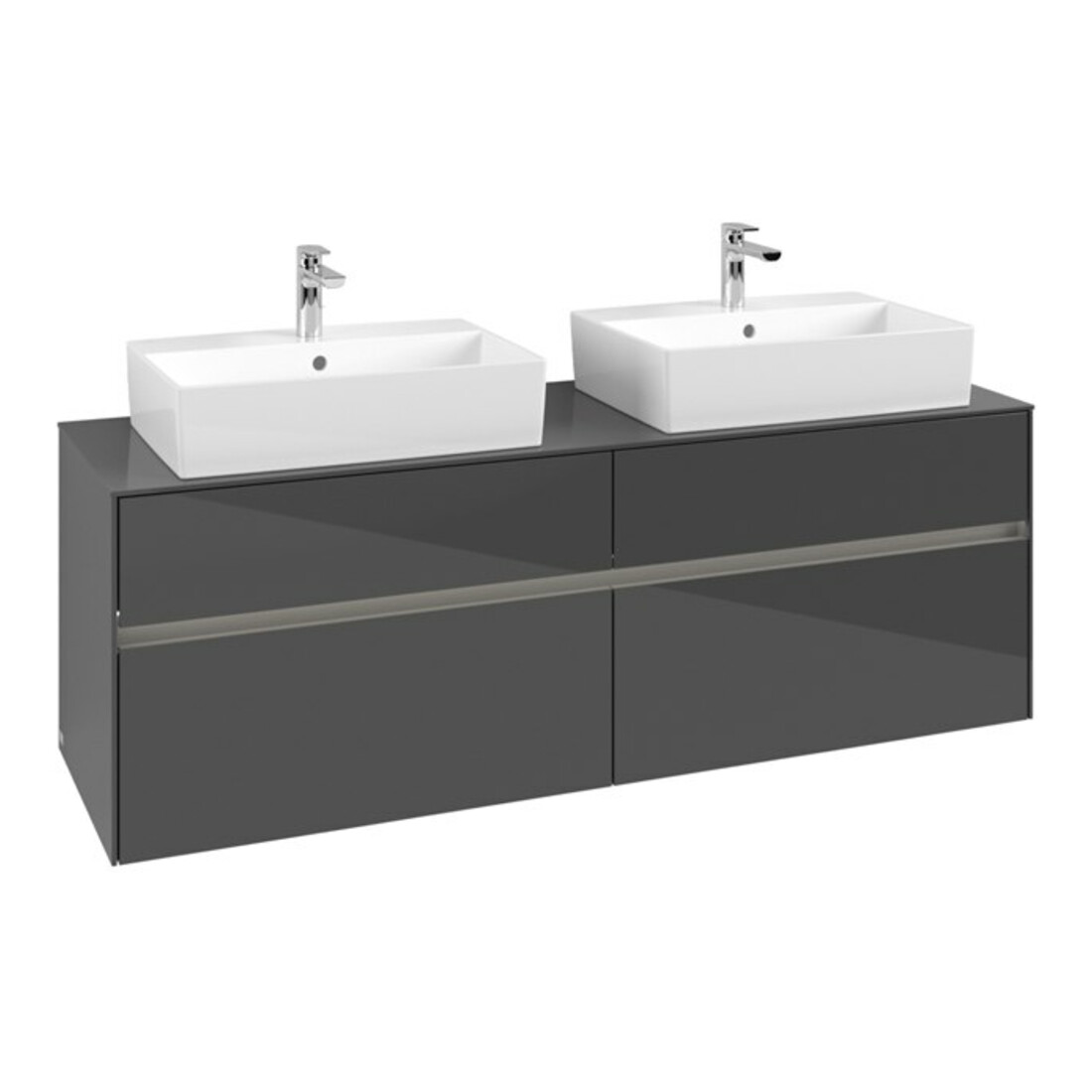 V&B Meuble sous-lavabo Collaro 160x54,8x50cm, 2 tiroirs, LED 12W, glo Gr