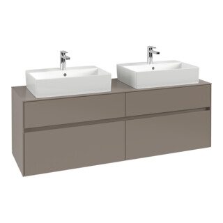 V&B Meuble sous-lavabo Collaro 160x54,8x50cm, 2 tiroirs, LED 12W, gris so.