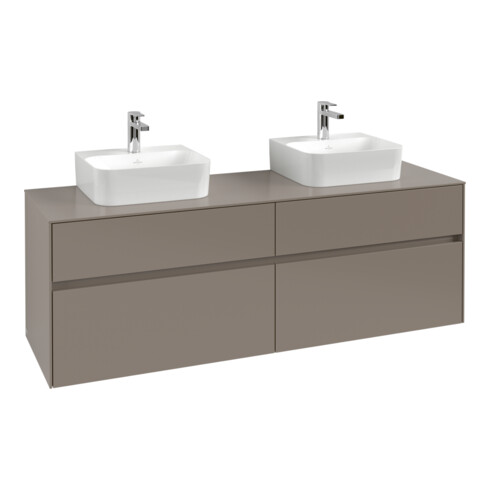 V&B Meuble sous lavabo Collaro 160x54,8x50cm, 2 tiroirs, LED 12W, marbre