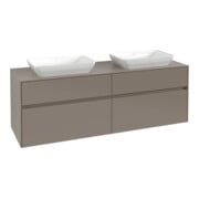 V&B Meuble sous lavabo Collaro 160x54,8x50cm, 2 tiroirs, LED 12W, Taupe