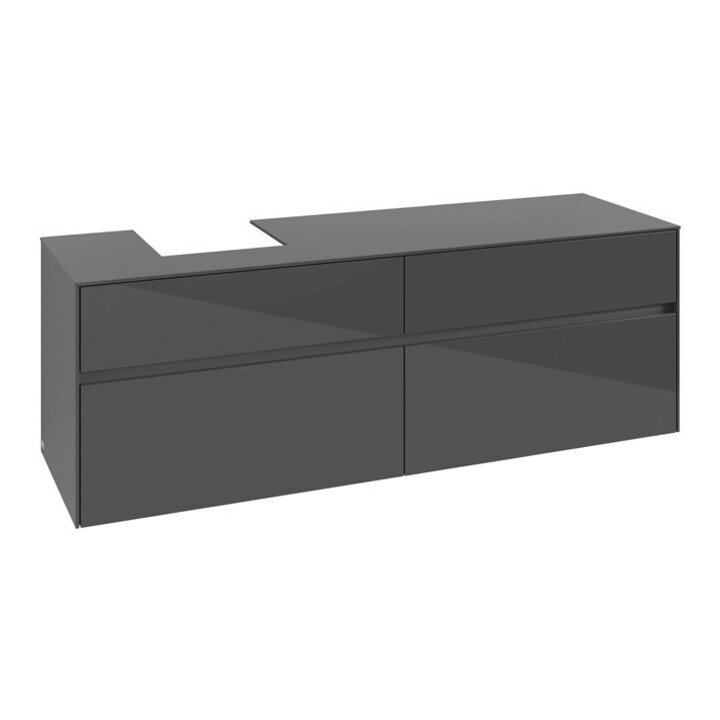 V&B Meuble sous-lavabo Collaro 160x54,8x50cm, évier à gauche, gris brillant