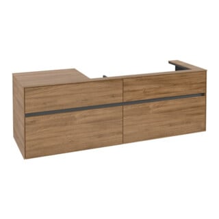 V&B Meuble sous lavabo Collaro 160x54,8x50cm, lavabo à droite, chêne Kansas