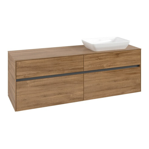 V&B Meuble sous lavabo Collaro 160x54,8x50cm, lavabo à droite, chêne Kansas