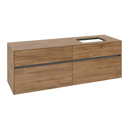 V&B Meuble sous lavabo Collaro 160x54,8x50cm, lavabo à droite, chêne Kansas