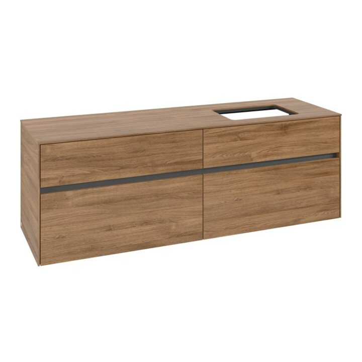V&B Meuble sous lavabo Collaro 160x54,8x50cm, lavabo à droite, chêne Kansas