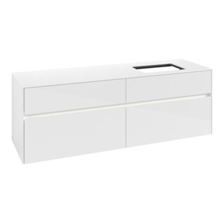 V&B Meuble sous lavabo Collaro 160x54,8x50cm, lavabo à droite, LED 12W, blanc brillant