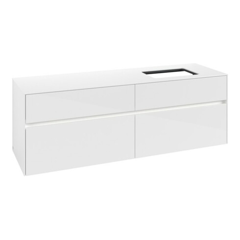 V&B Meuble sous lavabo Collaro 160x54,8x50cm, lavabo à droite, LED 12W, blanc brillant