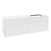 V&B Meuble sous lavabo Collaro 160x54,8x50cm, lavabo à droite, LED 12W, blanc brillant