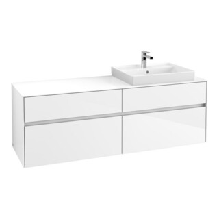 V&B Meuble sous-lavabo Collaro 160x54,8x50cm, lavabo à droite, LED 12W, blanc brillant