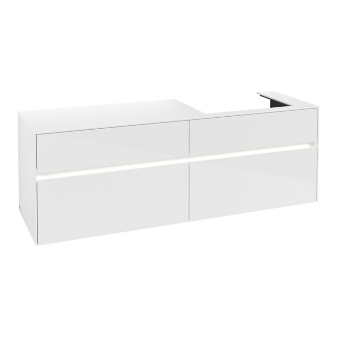 V&B Meuble sous-lavabo Collaro 160x54,8x50cm, lavabo à droite, LED 12W, blanc brillant