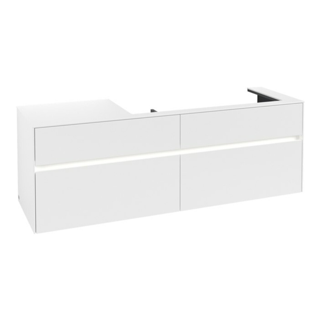 V&B Meuble sous-lavabo Collaro 160x54,8x50cm, Lavabo à droite, LED 12W, blanc mat