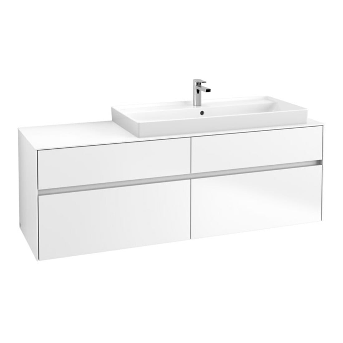 V&B Meuble sous-lavabo Collaro 160x54,8x50cm, Lavabo à droite, LED 12W, blanc mat