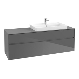 V&B Meuble sous-lavabo Collaro 160x54,8x50cm, lavabo droit, LED 12W, glo Gr