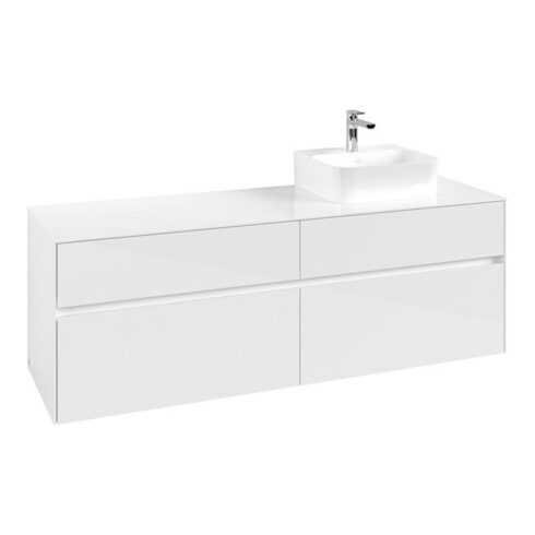 V&B Meuble sous-lavabo Collaro 160x54,8x50cm, lavabo droite, blanc brillant