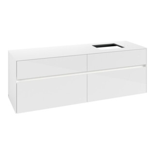 V&B Meuble sous lavabo Collaro 160x54,8x50cm, lavabo droite, LED 12W, blanc brillant