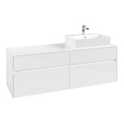 V&B Meuble sous lavabo Collaro 160x54,8x50cm, lavabo droite, LED 12W, blanc brillant-3