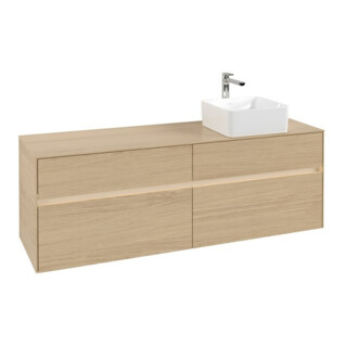 V&B Meuble sous lavabo Collaro 160x54,8x50cm, lavabo droite, LED 12W, Nord Oa