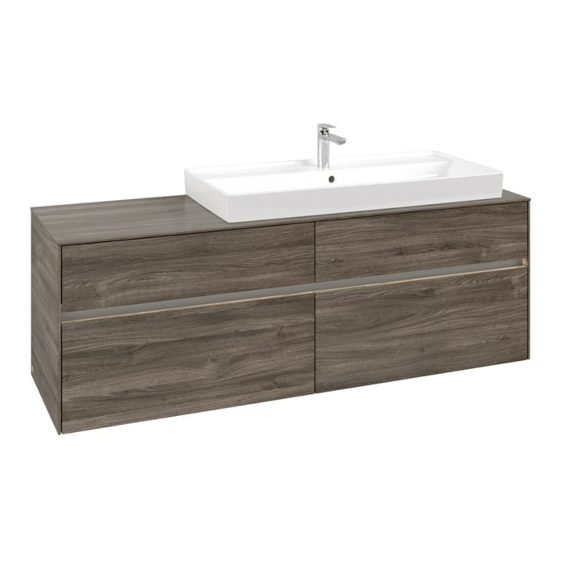 V&B Meuble sous-lavabo Collaro 160x54,8x50cm, Lavabo droite, LED 12W, st. Oa