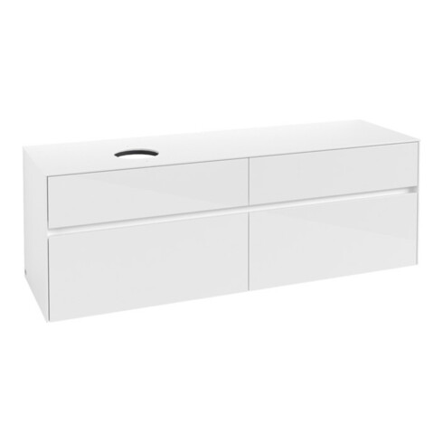 V&B Meuble sous lavabo Collaro 160x54,8x50cm, lavabo gauche, blanc brillant