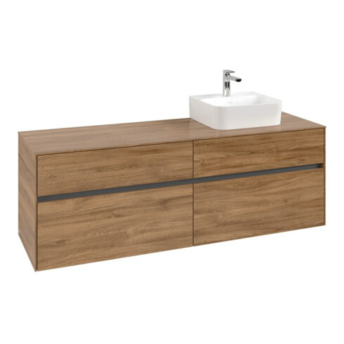 V&B Meuble sous lavabo Collaro 160x54,8x50cm, LV droite, chêne Kansas