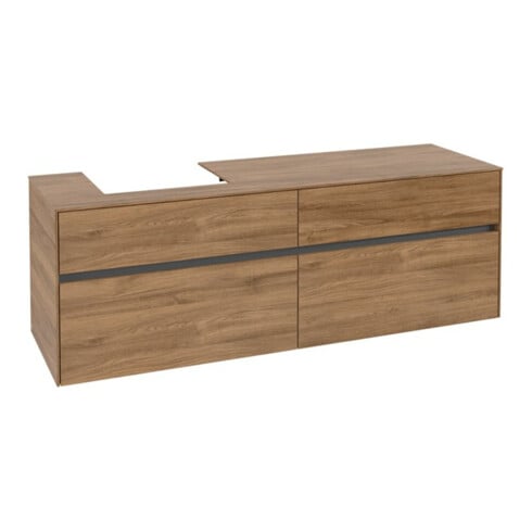 V&B Meuble sous lavabo Collaro 160x54,8x50cm, LV gauche, chêne Kansas