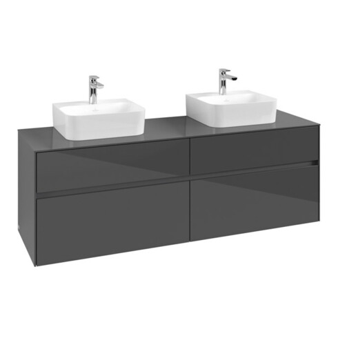 V&B Meuble sous-lavabo Collaro 160x54,8x50cm, pour 2 lavabos, gris brillant