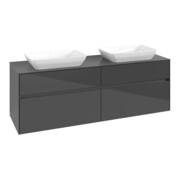 V&B Meuble sous-lavabo Collaro 160x54,8x50cm, pour 2 lavabos, gris brillant
