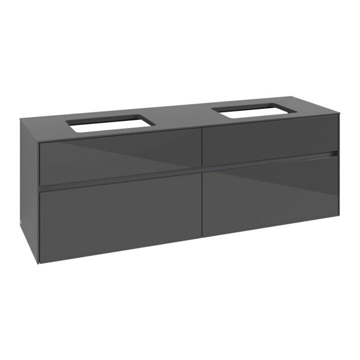 V&B Meuble sous-lavabo Collaro 160x54,8x50cm, pour 2 lavabos, gris brillant