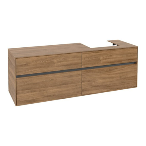 V&B Meuble sous lavabo Collaro 160x54,8x50cm, vasque droite, chêne Kansas