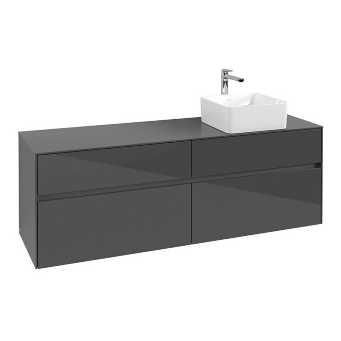 V&B Meuble sous lavabo Collaro 160x54,8x50cm, vasque droite, Gris brillant