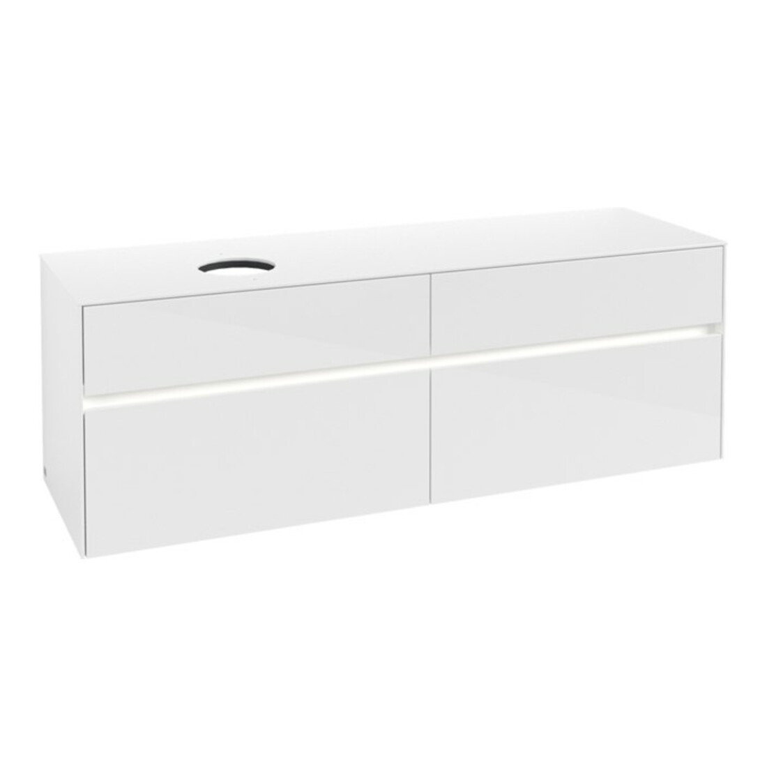 V&B Meuble sous-lavabo Collaro 160x54,8x50cm, WT l, LED 12W, blanc brillant