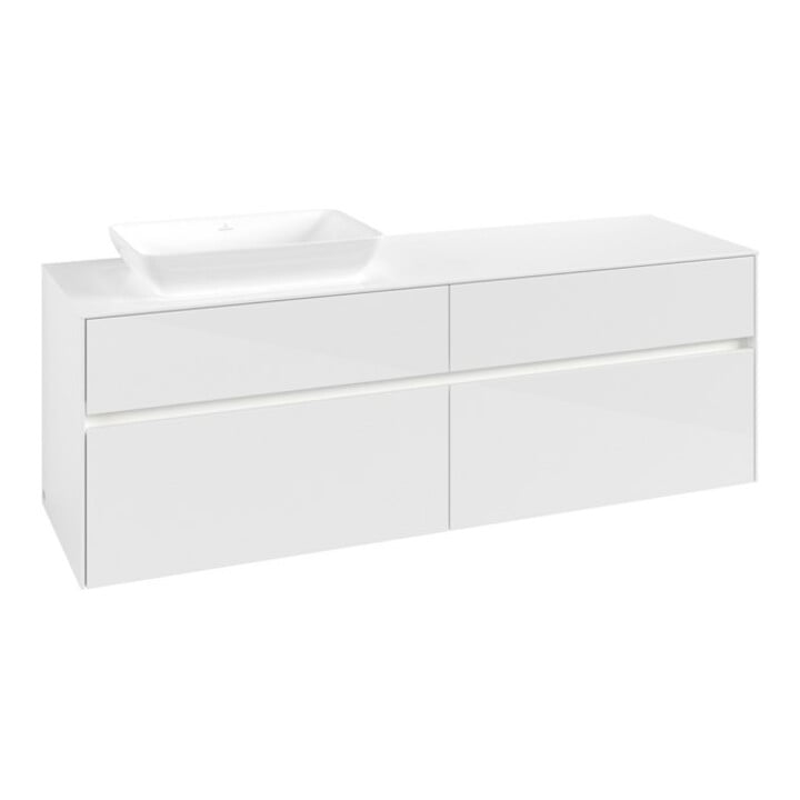 V&B Meuble sous lavabo Collaro 160x54,8x50cm, WT l, LED 12W, blanc glo