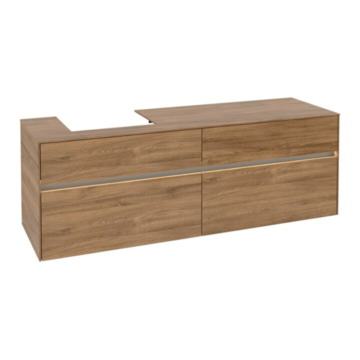 V&B Meuble sous lavabo Collaro 160x54,8x50cm, WT l, LED 12W, Kan Oa