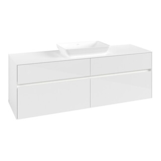 V&B Meuble sous lavabo Collaro 160x54,8x50cm, WT mi, LED 12W, blanc glo