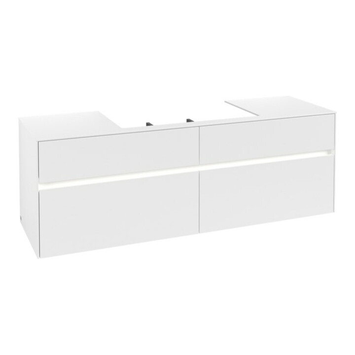 V&B Meuble sous-lavabo Collaro 160x54,8x50cm, WT mi, LED 12W, blanc mat
