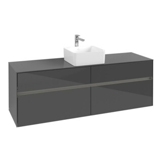 V&B Meuble sous lavabo Collaro 160x54,8x50cm, WT mi, LED 12W, glo Gr