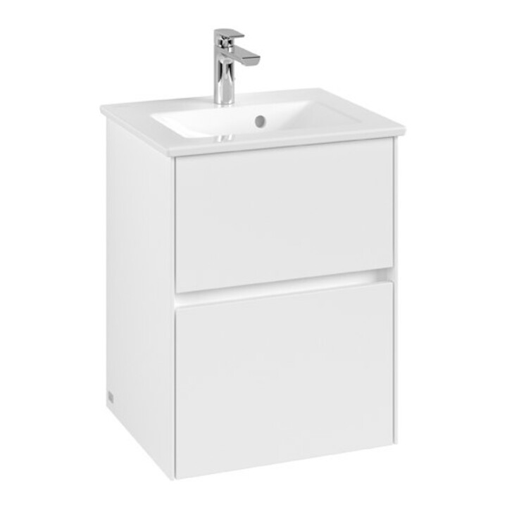 V&B Meuble sous lavabo Collaro 47,2x61x40,4 cm, évier centré, blanc mat