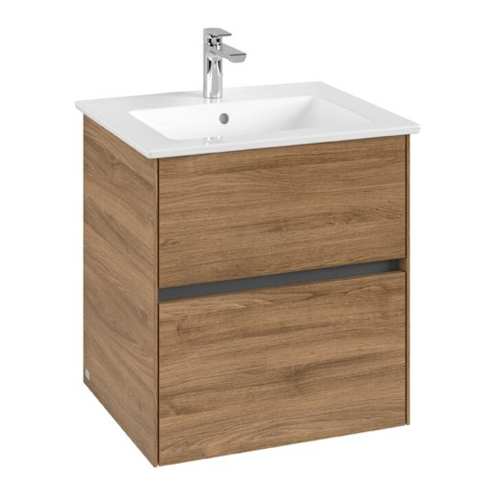 V&B Meuble sous lavabo Collaro 56,1x61x48 cm, vasque centrale, chêne Kansas